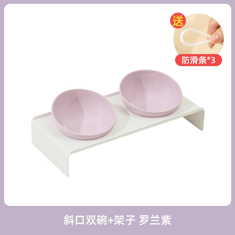 Tazón biselado de cerámica tazón de gato para mascotas tazón de gato tazón de perro tazón de bebida tazón de comida doble tazón antidetonantes protección del cuello