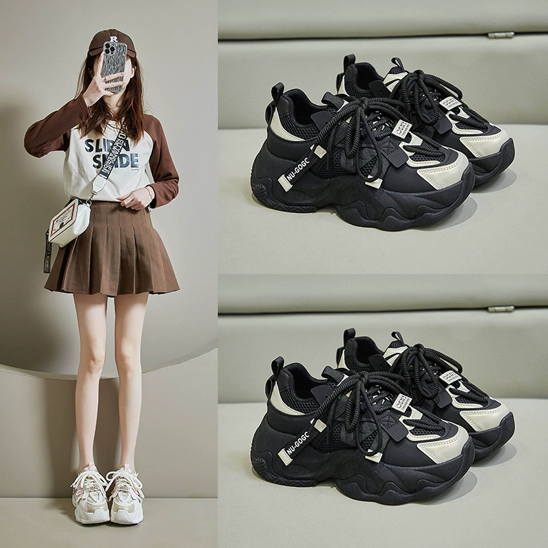 Узурпативные dad sneakers INS стиль, верх PU и резиновая подошва, платформа 4.5 см, размеры 35–40