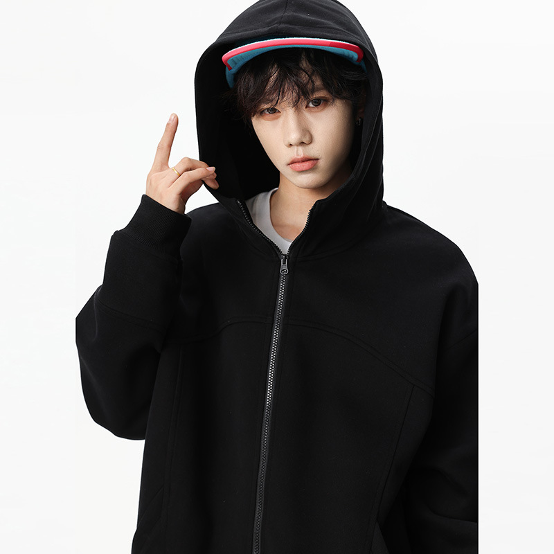 Ropa de hombre ACU | Chaqueta con capucha para niños 2025 estilo americano, de costura plana, marca juvenil de moda, cárdigan delgado para hombres.