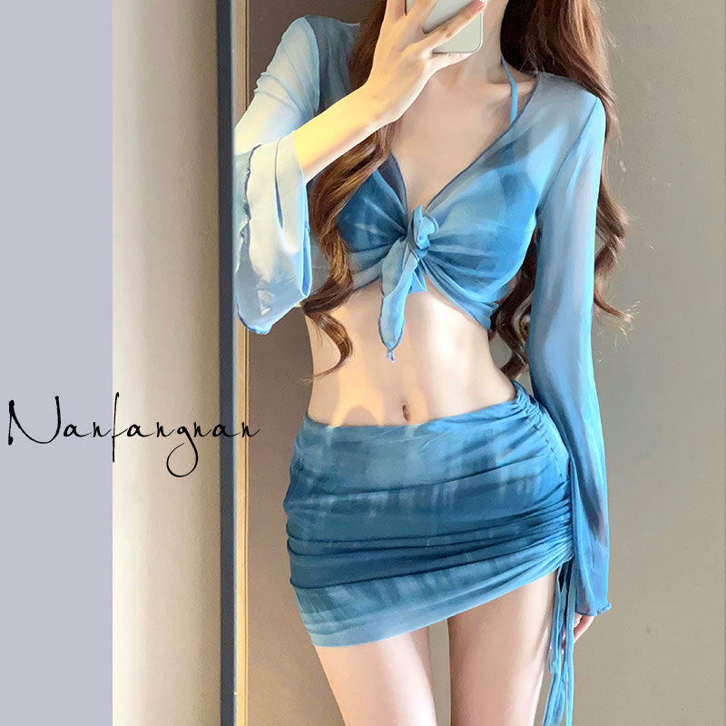 Bikini Swimsuit for Women 2024 New Seaside Vacation Four-Piece Set Conservative High-End Split Swimsuit for Hot Spring Bathing