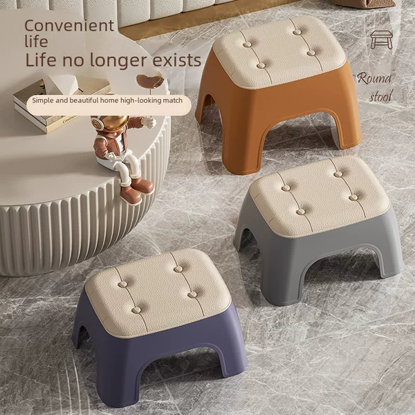 Home Plastic Small Square Stool Living Room Bathroom Stool Thickened Small Bench Low Stool Kindergarten Plastic Stool Stacked