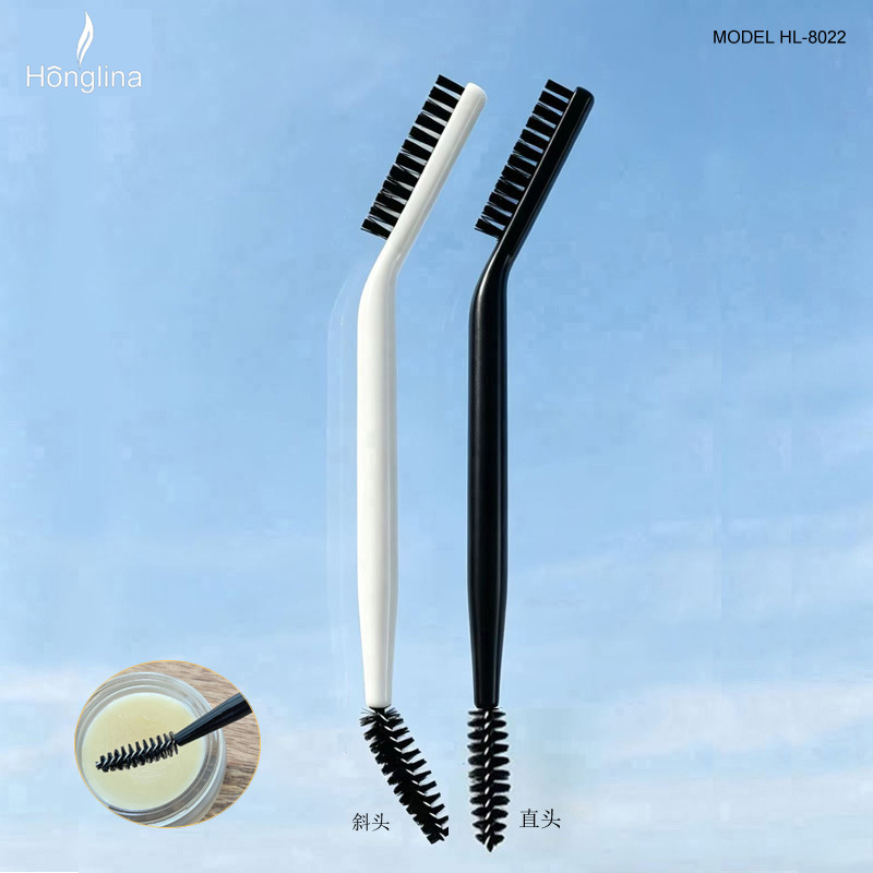 Angled Double-Ended Brush, Eyebrow Brush, Optional Long or Short Brush Handle, Spiral Brush with Straight or Angled Head Available