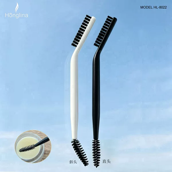 Angled Double-Ended Brush, Eyebrow Brush, Optional Long or Short Brush Handle, Spiral Brush with Straight or Angled Head Available
