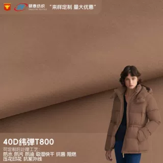 40D纬弹T800面料 弹力防水羽绒服 轻薄涂服装箱包里布涤纶篷面料