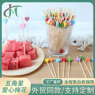 Red Love 100 pts/Pack Mixed Color Peach Heart Disposable Fruit Sign Love Decorative Creative Art Sandwich Toothpick