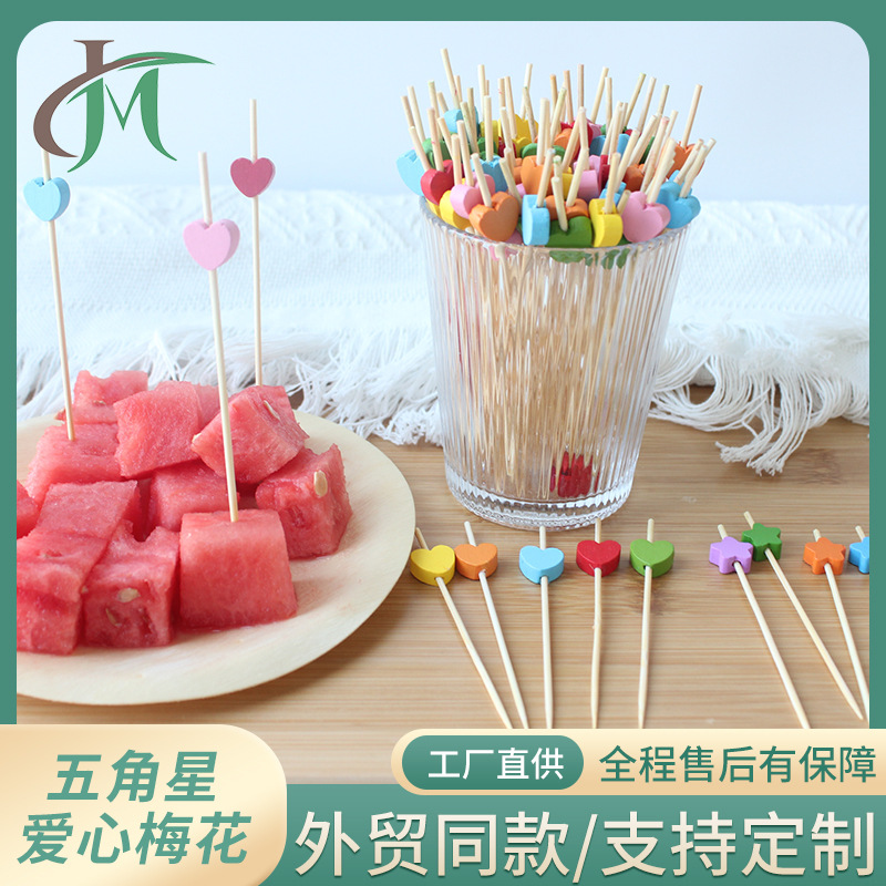 Red Love 100/paquete de color mixto corazón melocotón signo de fruta desechable amor decoración arte creativo sándwich palillo de dientes