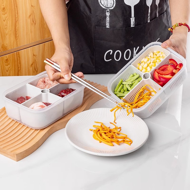 Caja de almacenamiento de cocina congelación refrigerador caja de preservación de frescura de grado alimenticio flor de cebolla preparación de verduras caja de embalaje especial para uso doméstico