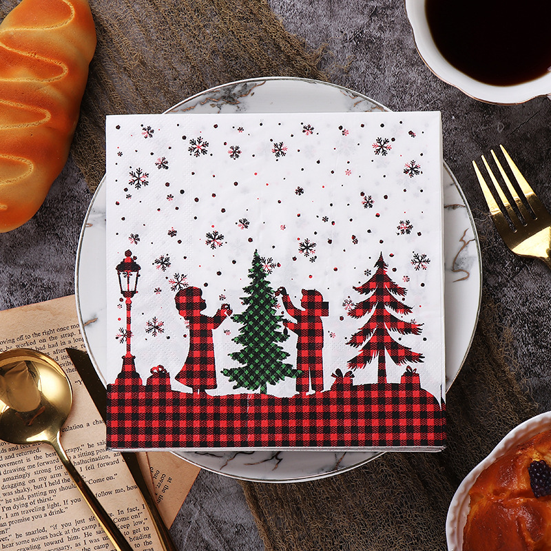 Native Wood Pulp Material Christmas Nordic Style Cute Christmas Tree Native Wood Pulp Tableware