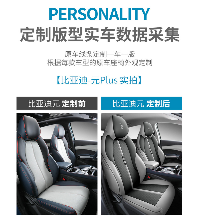 Suitable for Byd Yuan Plus Car Seat Cover, Four-Season Universal Seat Cushion, Fully Surrounded Car Cushion, Breathable Leather Seat Cover