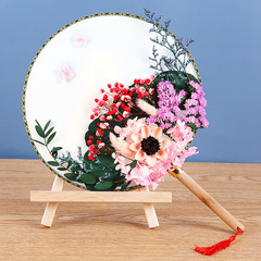 Mother's Day Gift Chinese Style Dried Flower Fan DIY Kit Everlasting Flower Fan for Children's Handicraft Team Building Warm-up