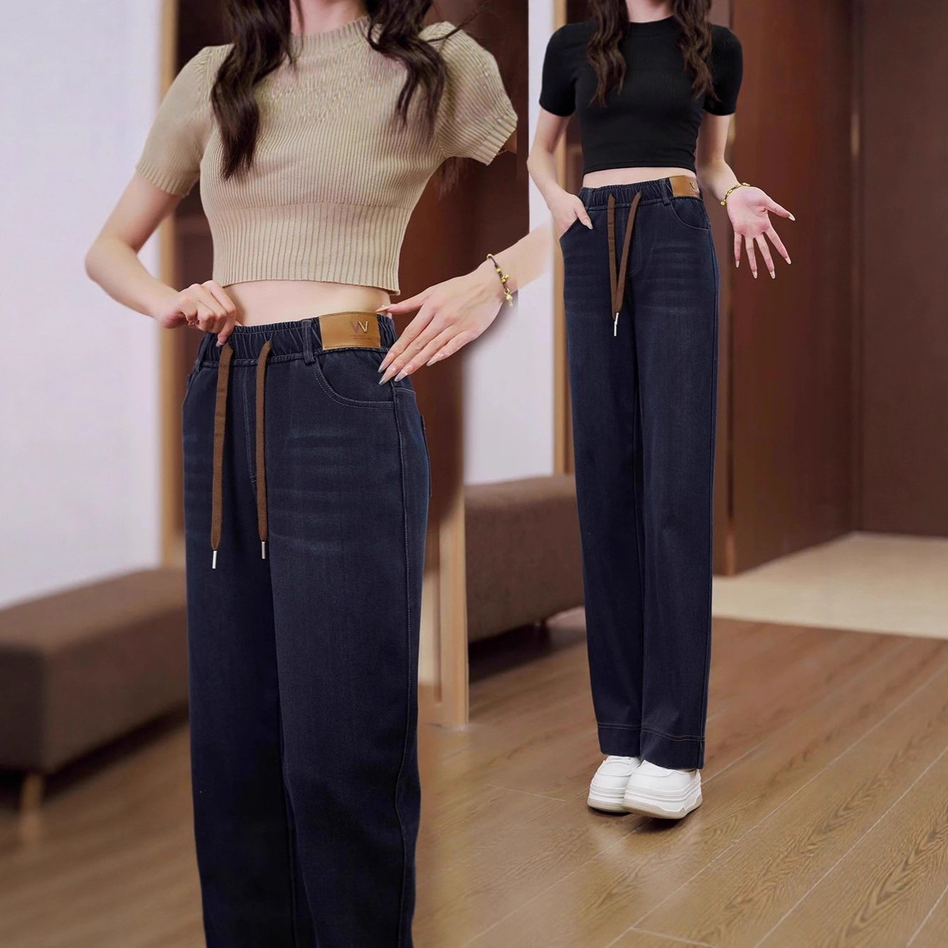 2025莱赛尔天丝秋冬款高腰显瘦宽松时尚百搭外穿中老年妈妈牛仔裤