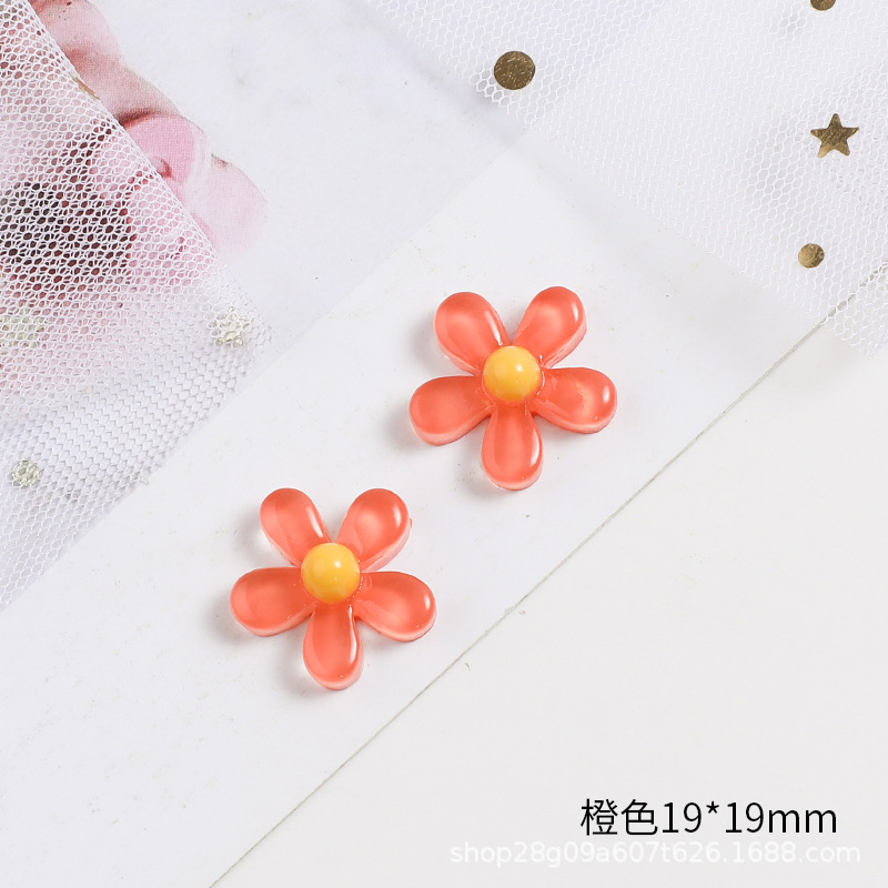 キャンディーカラーの五葉の花の小さな diy 樹脂ジュエリーアクセサリークリーム接着剤手作りヘアピングリッパーヘアバンドアクセサリー材料|undefined