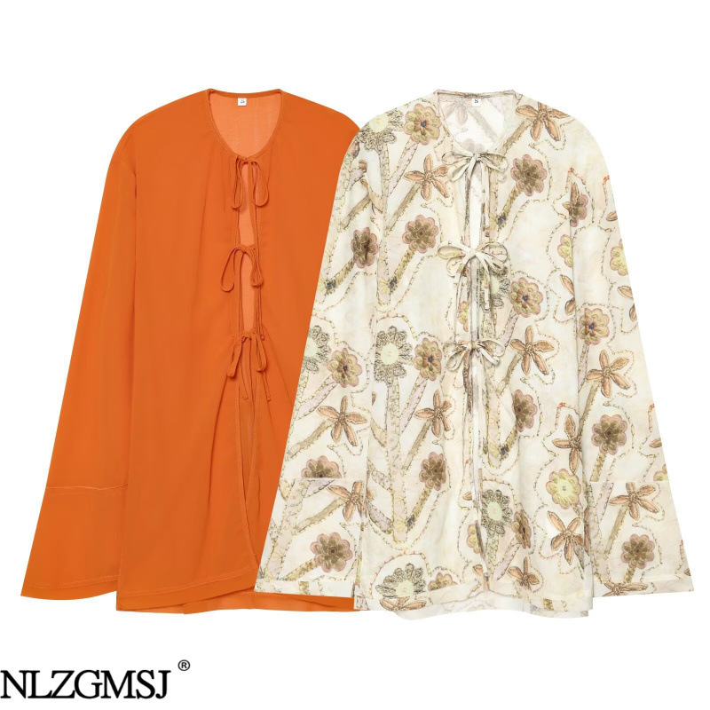2026 New Summer Style European and American Style Fashionable Loose Front-Tie Shirt Top 1322436 2026 New Summer Style European and American Style Fashionable Loose Front-Tie Shirt Top 1322436