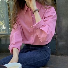 长袖翻领衬衫女2024春季韩版设计感小众衬衣外套小个子休闲上衣潮
