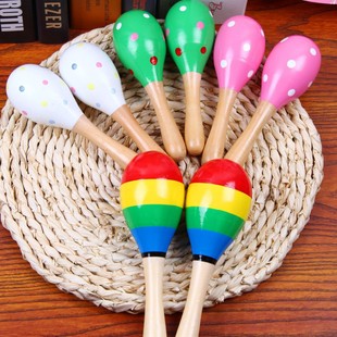 Wooden Maracas Kindergarten Baby Infant Early Education Percussion Instrument Toy Maracas Children's Baby Maracas Cross-Border