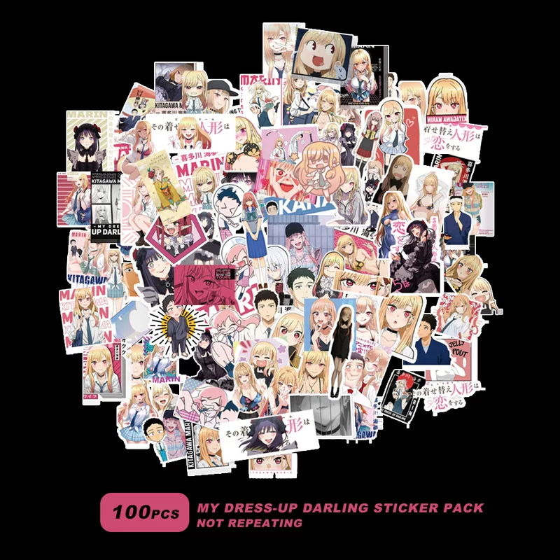 [Spot] 100 pieces of dressed dolls fell in love rivers graffiti stickers, Hitagawa Haimeng cartoon big head stickers