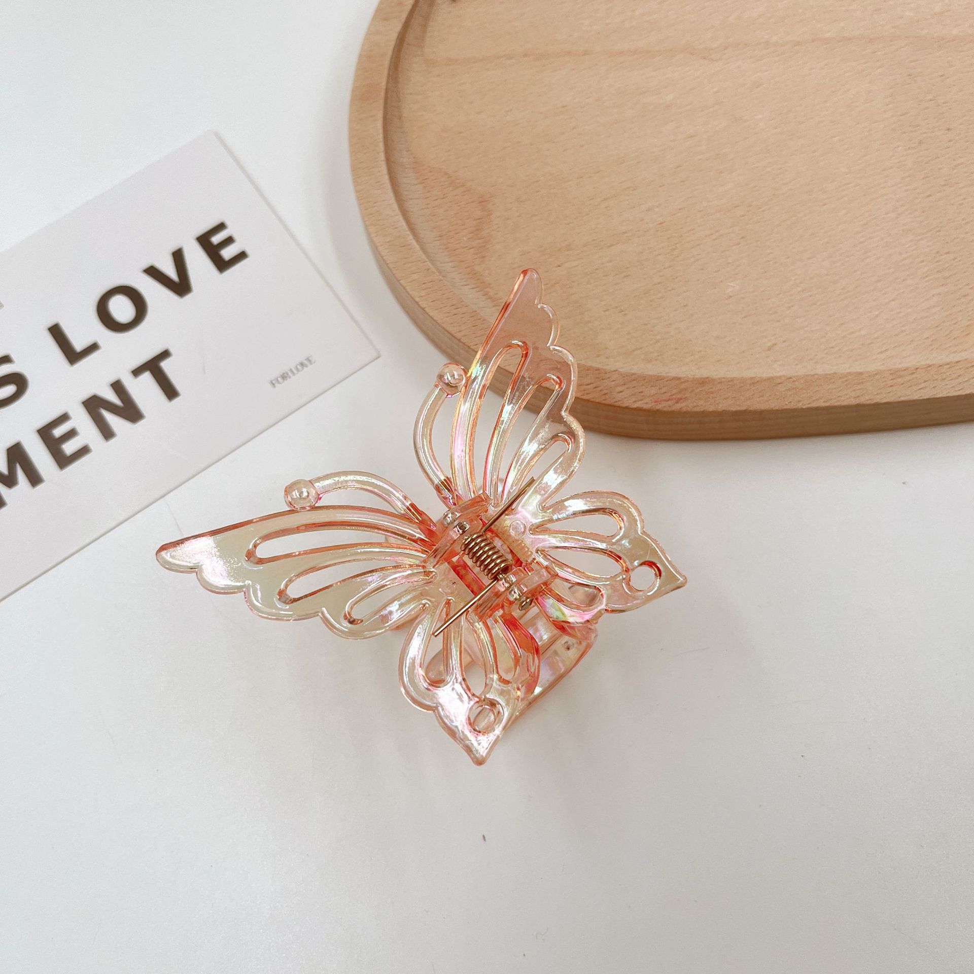 Colorido transparente humano pescado pinza de pelo grande Super Hada mariposa horquilla hembra espalda cuchara updo tiburón pelo clip accesorios para el cabello al por mayor