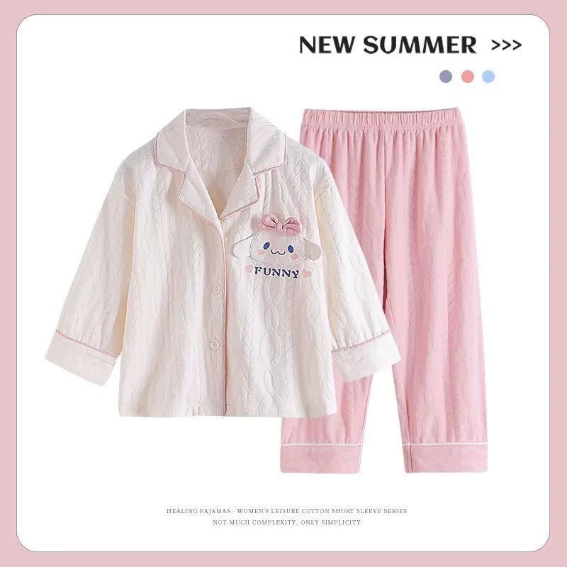 2025 nuevo pijama infantil niñas otoño delgado algodón de manga larga dibujos animados lindo conjunto de ropa para padres e hijos