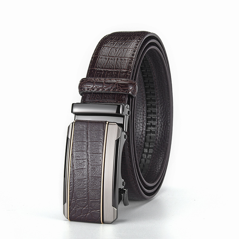 Crocodile Pattern Automatic Buckle Belt For Men Trendy Waistband_voghion.com
