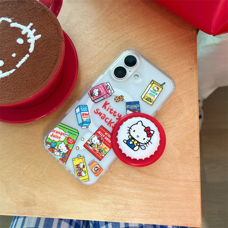 Aperitivos de dibujos animados lindo estilo ins kt para iphone14 soporte de tapa de botella 16ProMax Apple 15P funda para teléfono móvil