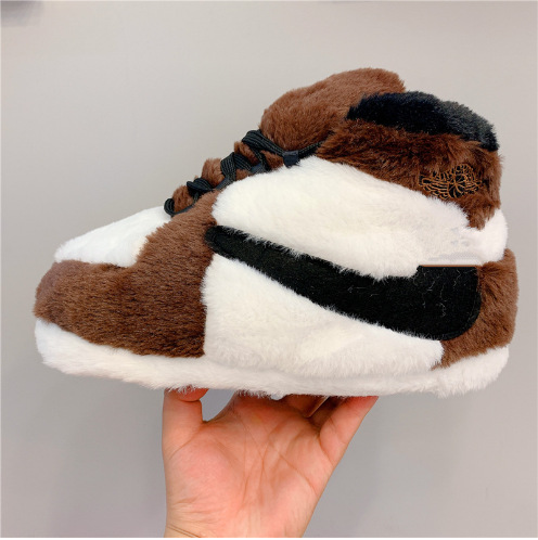 Tiktok mismo estilo parodia zapatos de grasa Coco pareja Zapatillas de algodón volver al futuro casa piso Kang hebilla 1 zapatos de algodón