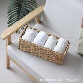 日系编织收纳盒桌面文具杂物盒卫生间香薰卷纸整理盒化妆品储物盒