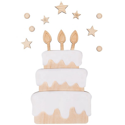 Birthday background wall sticker decoration, birthday celebration arrangement, wooden cake, baby birthday party, home decoration
