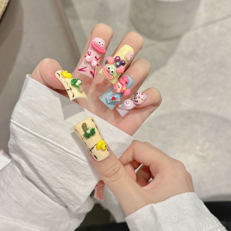 Zancui foreign trade Europe and the United States duck bill nail nail dopamine plastic wind big mouth pure hand-worn nail stickers Zancui foreign trade Europe and the United States duck bill nail nail dopamine plastic wind big mouth pure hand-worn nail stickers