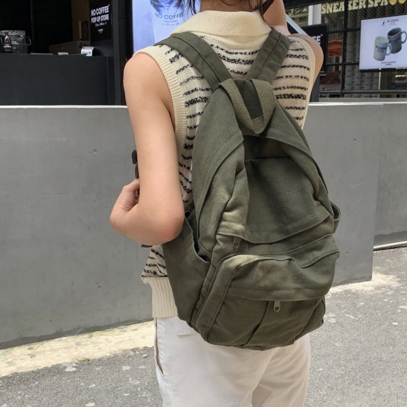 Mochila femenina ins Hong Kong estilo Mori retro angustiado estudiante universitario mochila femenina moda europea y americana mochila de lona lavada