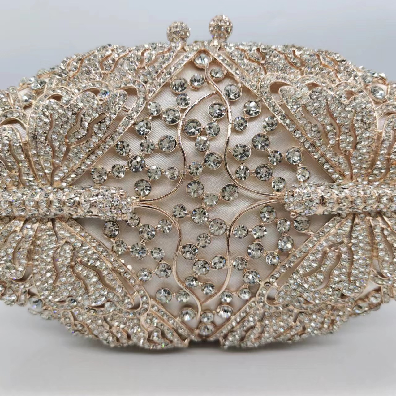 Túi clutch nữ đính kim cương hình bướm dự tiệc cao cấp — Màu vàng, Vàng hồng, Cá tính đặt làm chi tiết 2