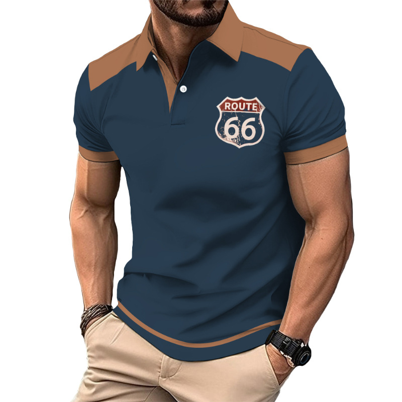 Nueva camisa de golf europea y americana transfronteriza camisa de polo con estampado de letras de manga corta color sólido gráfico 3d camisa POLO de tres botones