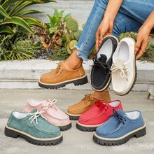 跨境大码复古休闲单鞋女2025年秋冬季新款时尚帆布休闲单鞋女