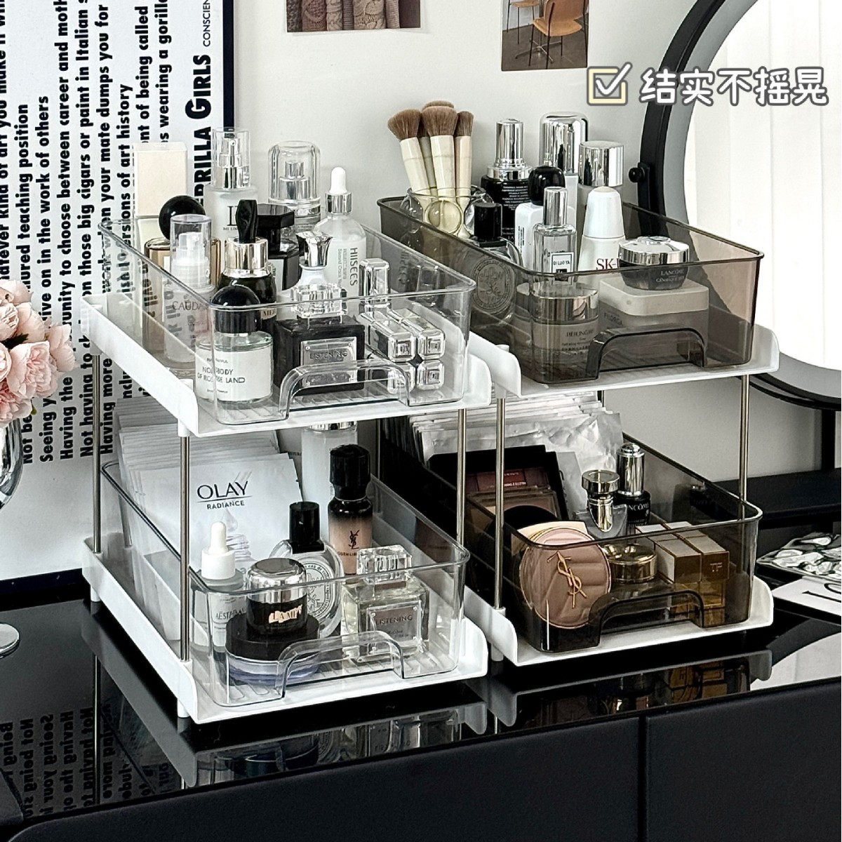 Estante de cosméticos, tocador, productos de escritorio para el cuidado de la piel, lápiz labial, estante de almacenamiento de perfume, estante de acabado de caja de almacenamiento de cajón