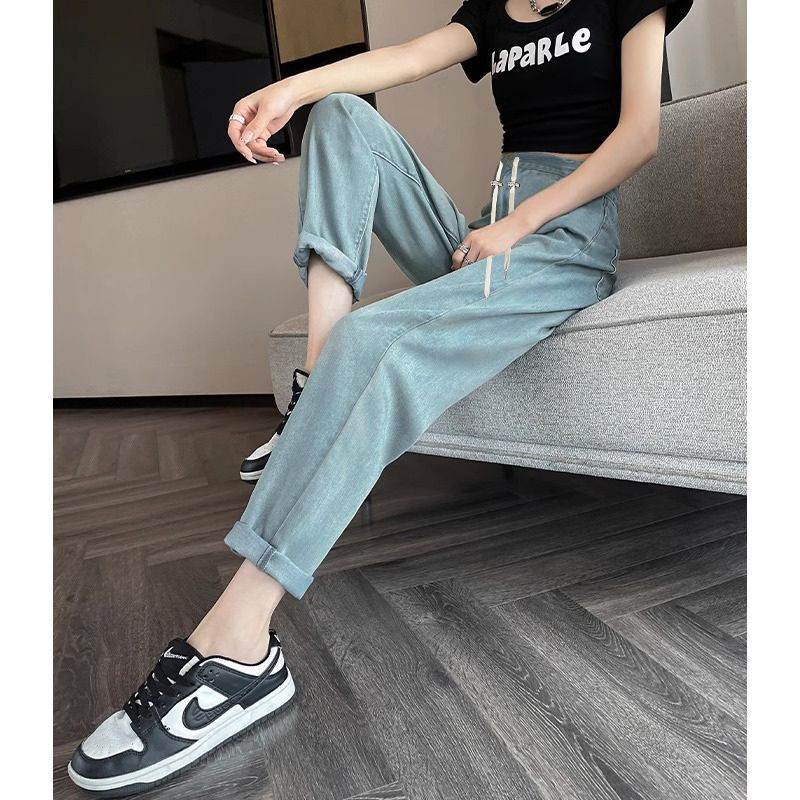 Maternity Jeans 2025 Summer Thin Versatile Tencel Lyocell Stretch Loose Dad Pants Summer Wear