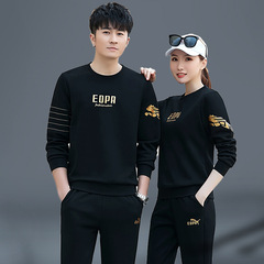 2022 Spring Couple Sports Set Men's Round Neck Long Sleeve Sports Suit Set Men Spring Autumn Women Casual Sweatshirt Cotton