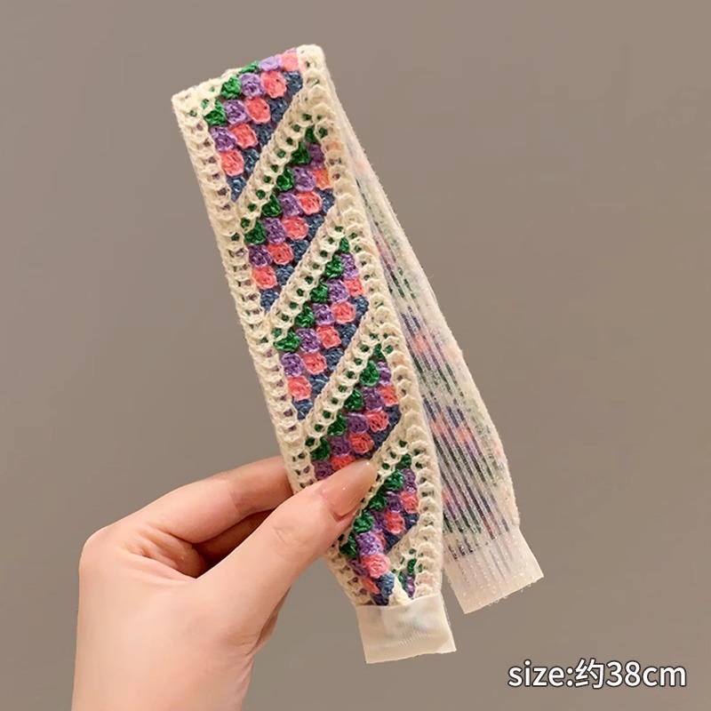 Retro francés velcro de punto para niños 2025 nuevo acabado de cabello de artefacto de la banda de cabello de niña dulce correa de cabello