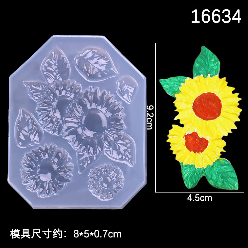 DIY cristal epoxi molde patrón europeo hoja girasol forma decoración espejo epoxi Mesa accesorios molde