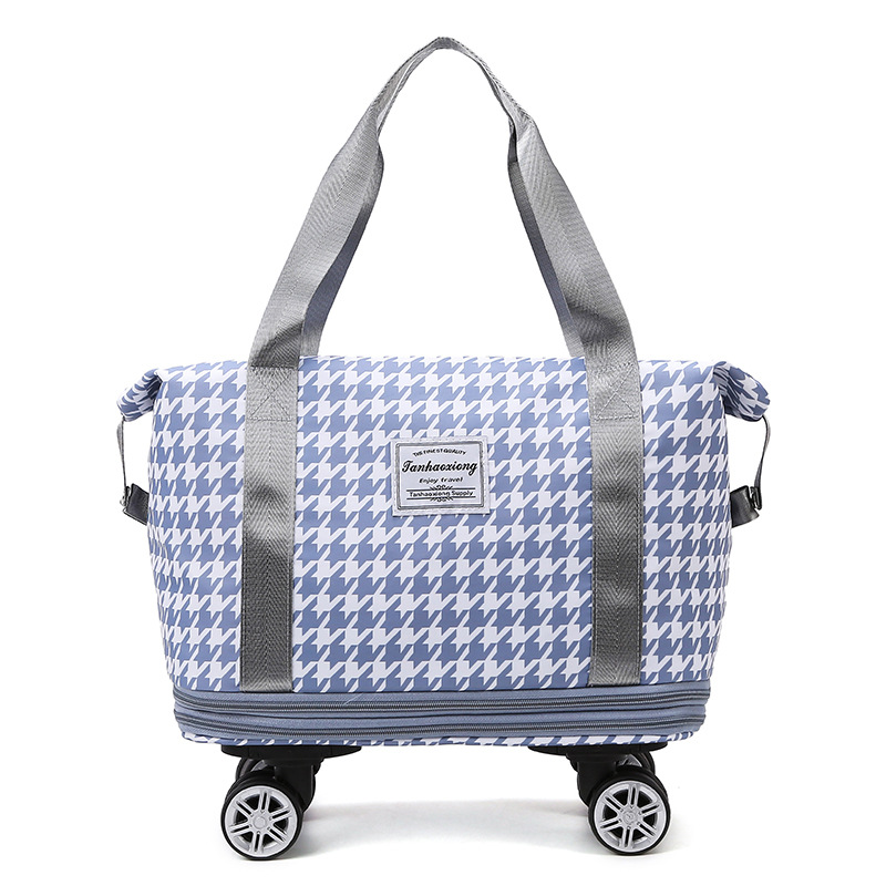 Nuevo bolso de viaje expandible de doble capa de separación en seco y húmedo de gran capacidad transfronterizo, bolso de equipaje con rueda universal portátil para mujer