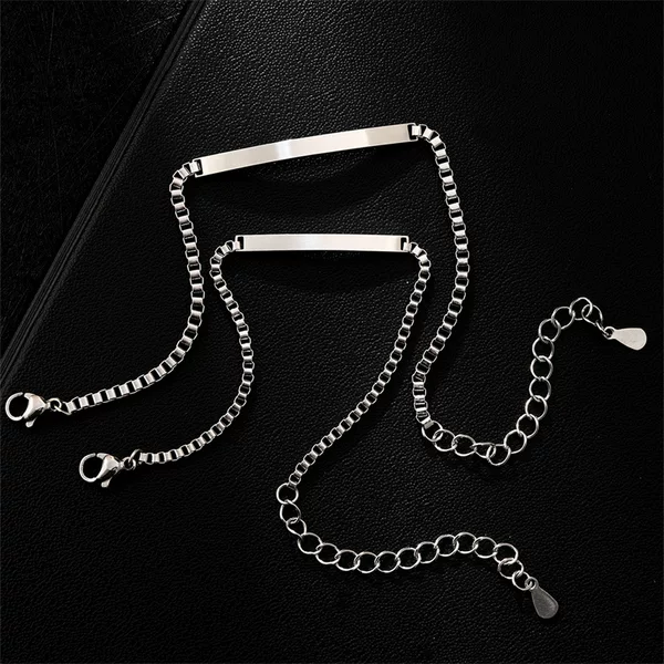 Cross-border Couple Stainless Steel Bracelet Foreign Trade Explosions Men's and Women's Titanium Steel Jewelry ins Commemorative Gift Engraving