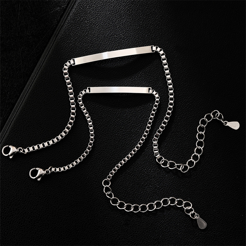 Cross-border Couple Stainless Steel Bracelet Foreign Trade Explosions Men's and Women's Titanium Steel Jewelry ins Commemorative Gift Engraving Cross-border Couple Stainless Steel Bracelet Foreign Trade Explosions Men's and Women's Titanium Steel Jewelry ins Commemorative Gift Engraving
