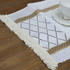 Two-color woven organic material with tassels, table mat, industrial decorations, American style, cotton and linen