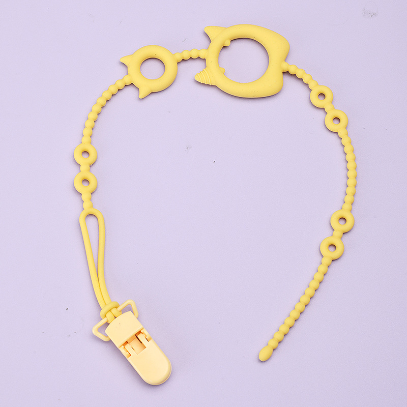 Suministro directo de fábrica de chupetes para bebés y niños pequeños Hebilla de cadena de silicona Clip de cadena de chupete Cadena anti-caída de silicona para bebés