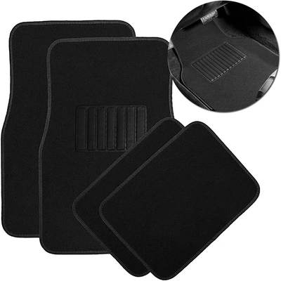 Cross-border dedicated car foot mat carpet universal car carpet floor mat universal car foot mat upper carpet surface wholesale (Universal Foot Pad) - four-piece-black-suede-universal-carpet