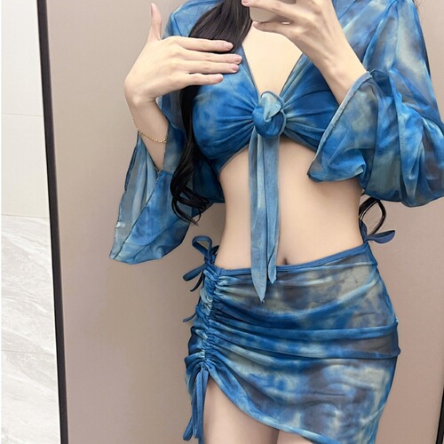 Bikini four-piece bikini swimsuit women's split new conservative long-sleeved flesh-covering and slimming swimsuit women