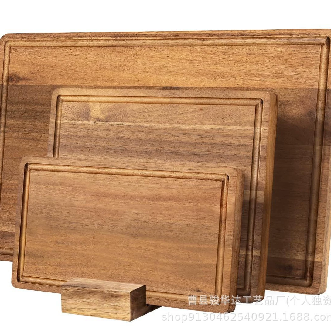In stock, quick-release wooden kitchen double-sided chopping board, household vegetable cutting board with sink, solid wood square deli board