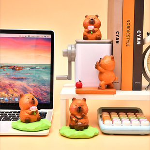 Creative Kapibara Mobile Phone Tablet Holder Desk Desk Room Decoration Small Ornaments Cartoon Doll