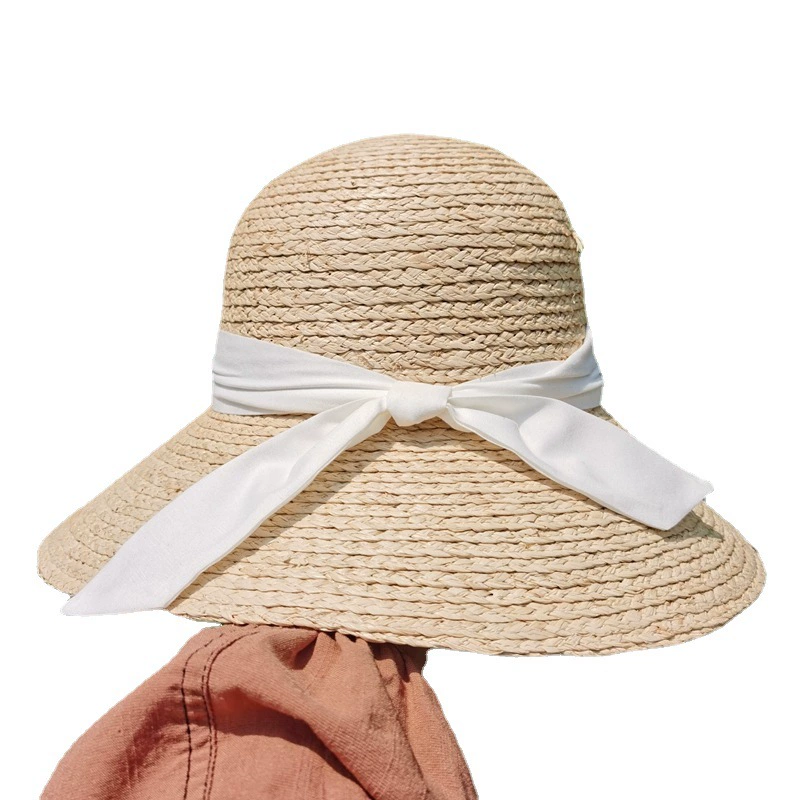 Lafite Hwewear Hat Female Japanese Literary Bow Fisherman Hat Summer Traveling Holidays Big Suns Beach Hat