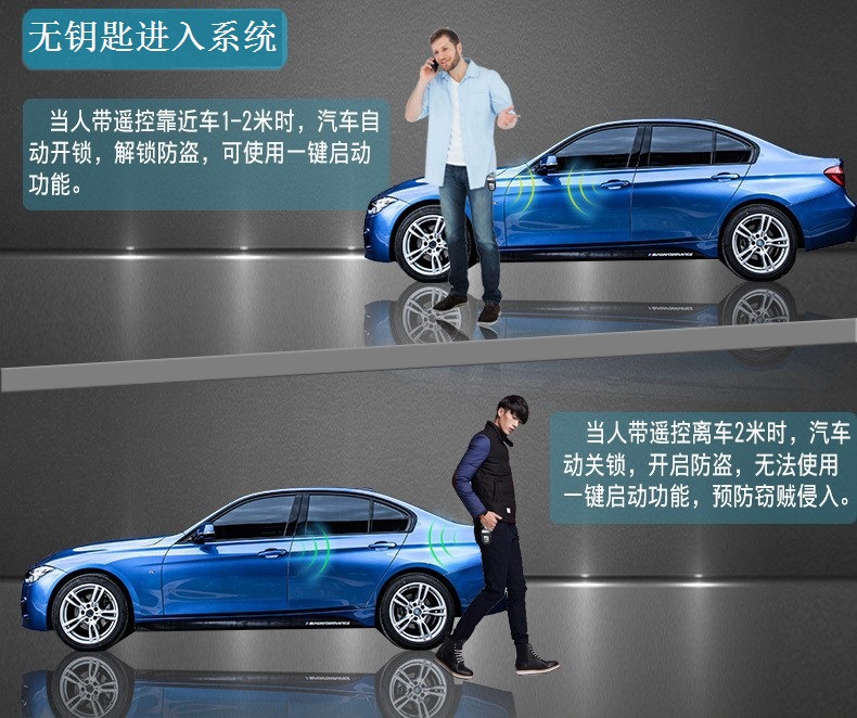 U8 Aluminum Alloy Series: Aluminum Alloy Mobile Phone Control One-Touch Start Keyless Entry 12V Universal Remote Control
