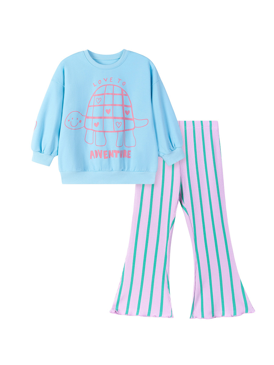 Little maven ropa infantil transfronteriza europea y americana al por mayor otoño linda niña ropa infantil traje infantil de algodón a rayas image 6