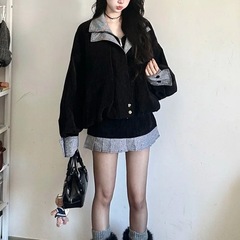 韩系超好看宽松慵懒短款夹克外套女2025春秋新款外套短裙套装